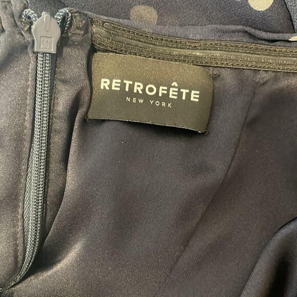 Retrofete Annalise Strapless Polkadot Ruched Navy Blue Maxi Dress Size XS - Picture 14 of 14